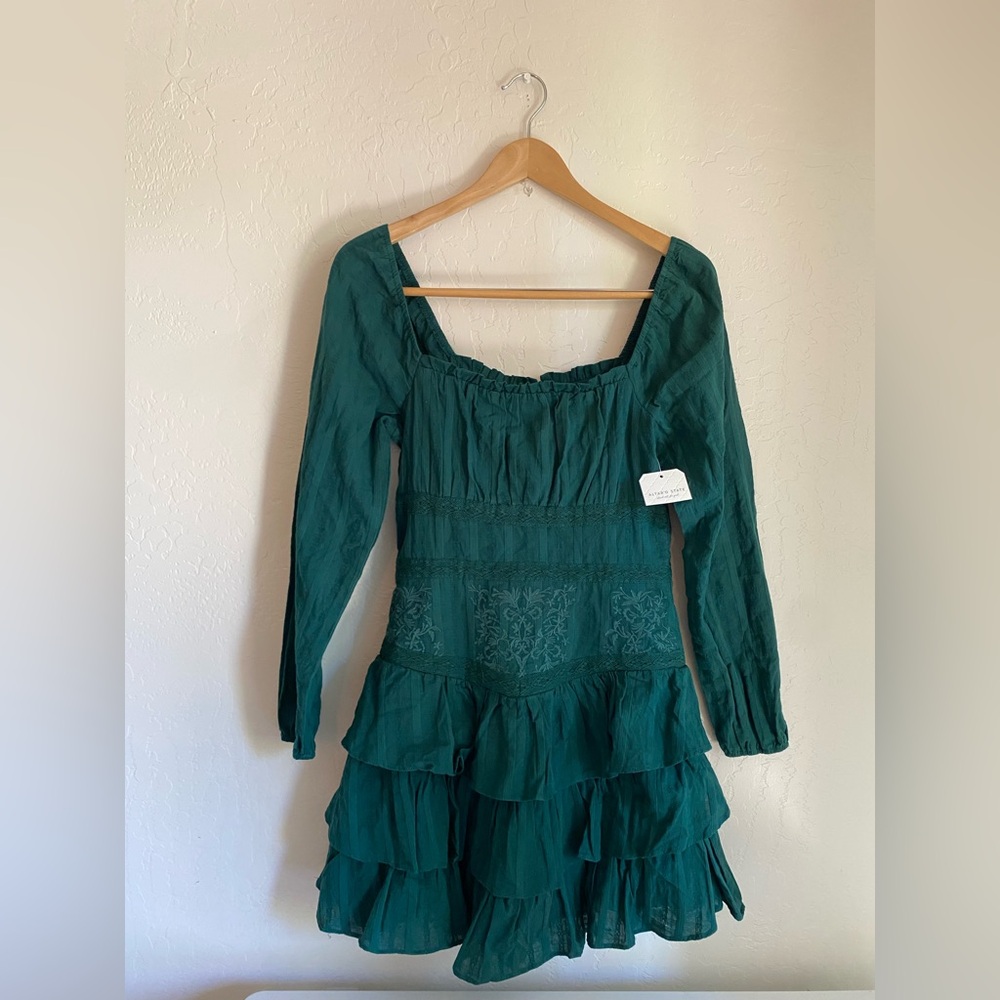 Dark Green Fairy Core Mini Dress